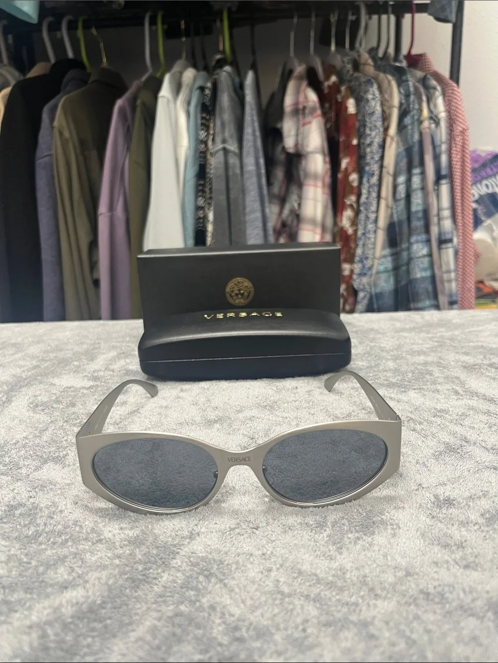 Versace Silver Sunglasses Sleek Modern Design